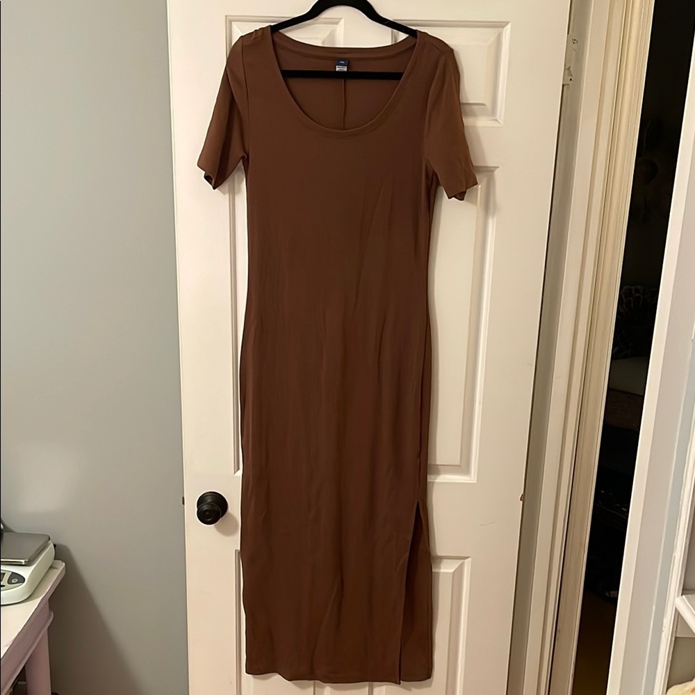 Old Navy Brown Short Sleeve Maxi Dress